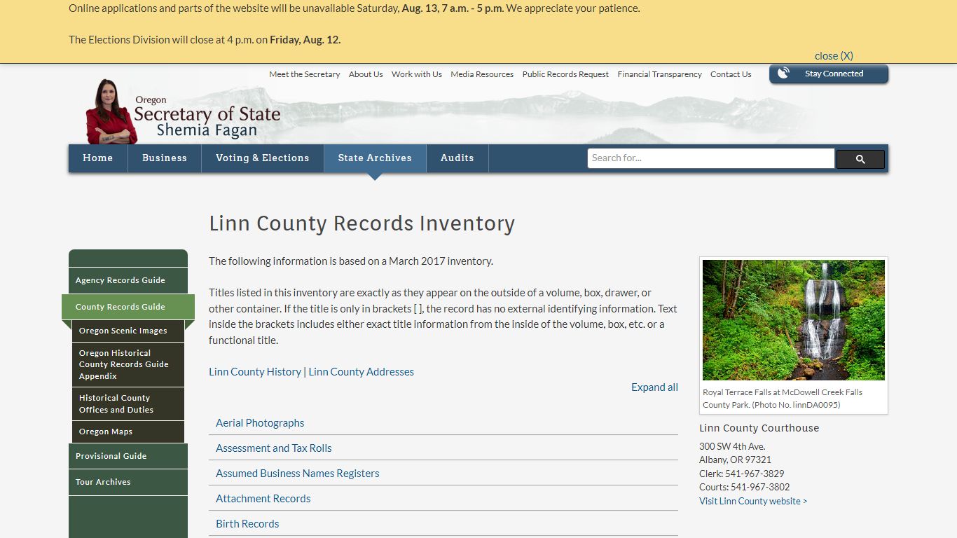 State of Oregon: County Records Guide - Linn County ...