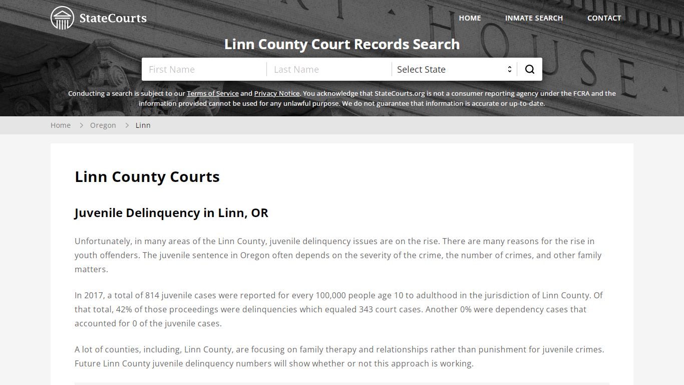 Linn County, OR Courts - Records & Cases - StateCourts
